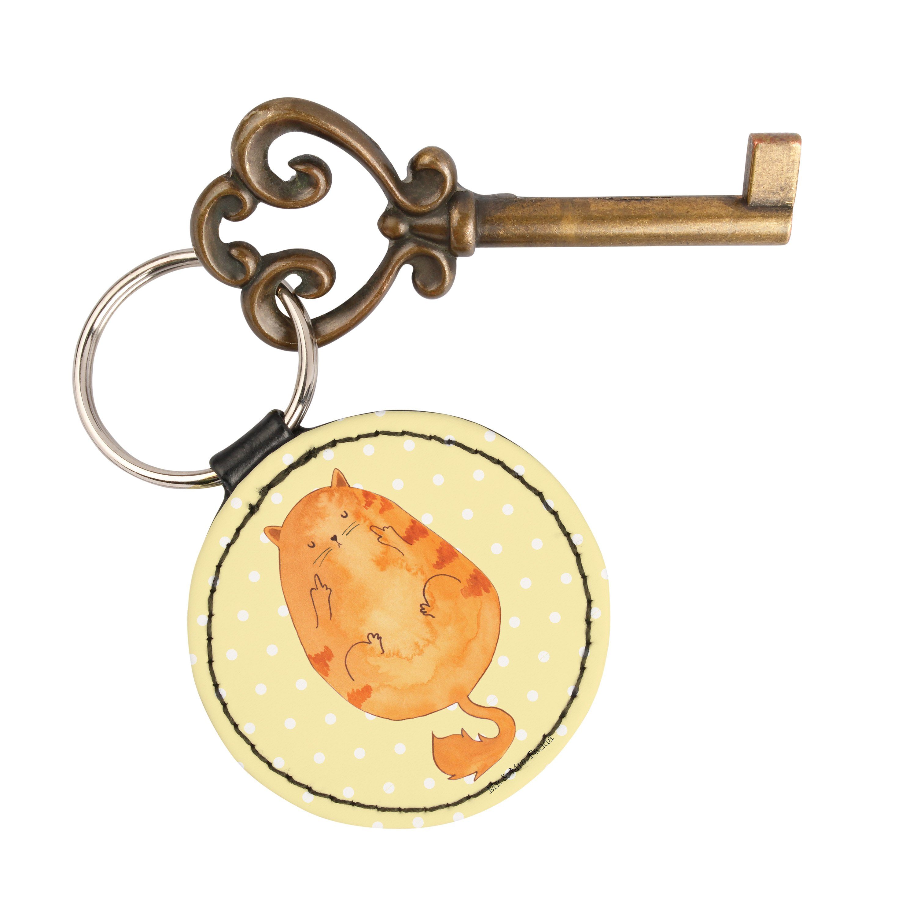 Mittelfinger - Schlüsselanhäng - Pastell Geschenk, (1-tlg) Schlüsselanhänger Mrs. Katze Panda lustig, Gelb & Mr.