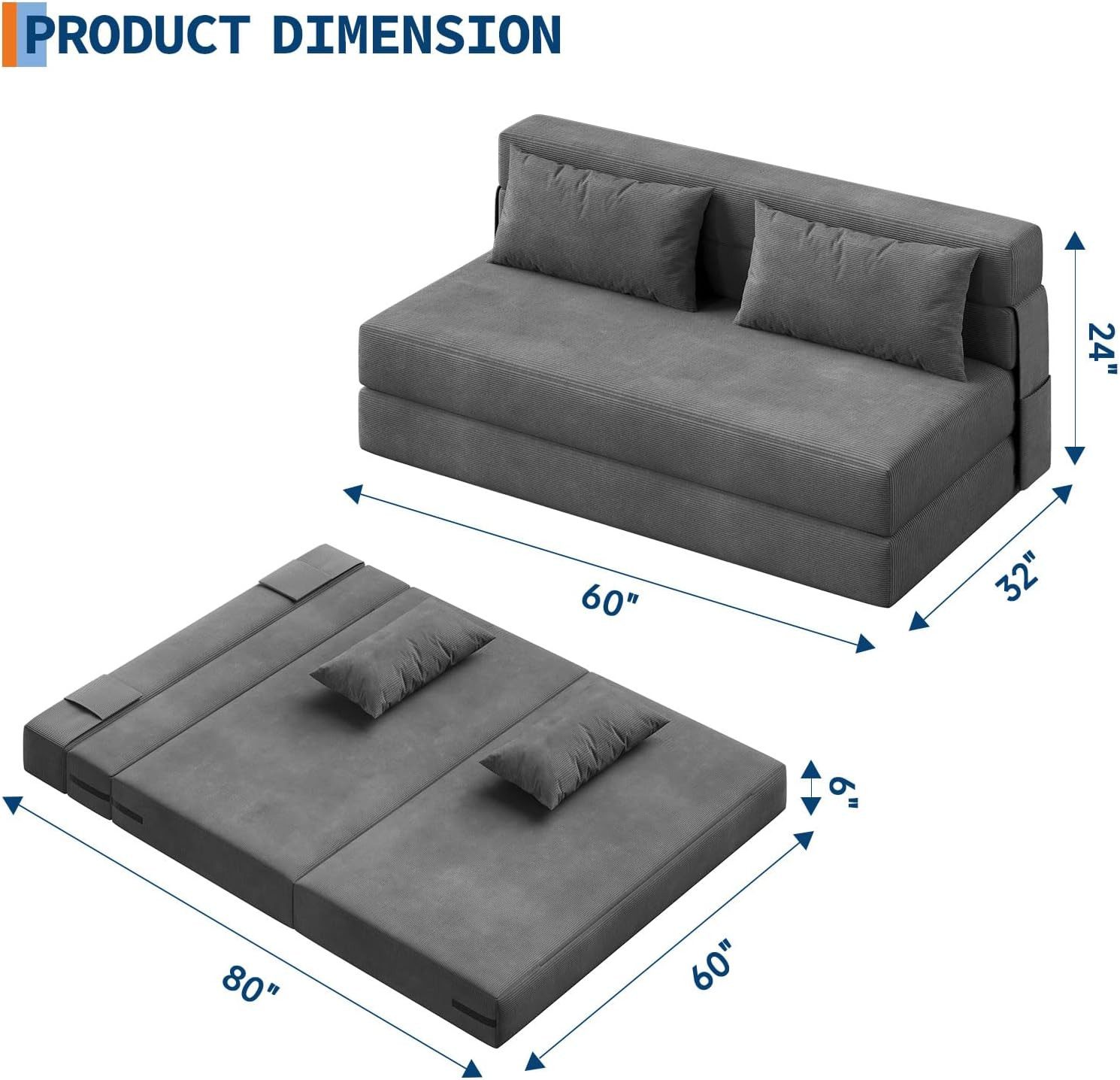 GarveeMore Schlafsofa mit Kissen,ausklappbares Zweisitzer-Sofa,umwandelbare günstig online kaufen