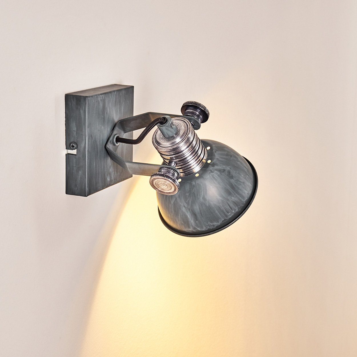dreh-/schwenkbar, GU10, dimmbare Wandlampe Wandspot Wandleuchte aus Leuchtmittel, Kelvin, »Varsi« ohne Grau/Weiß, in Metall 3000 Lampenschirm hofstein