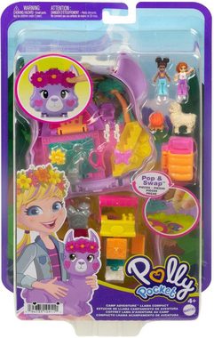 Polly Pocket Spielwelt Camp Abenteuer Lama Schatulle, mit 2 Puppen und Zubehör