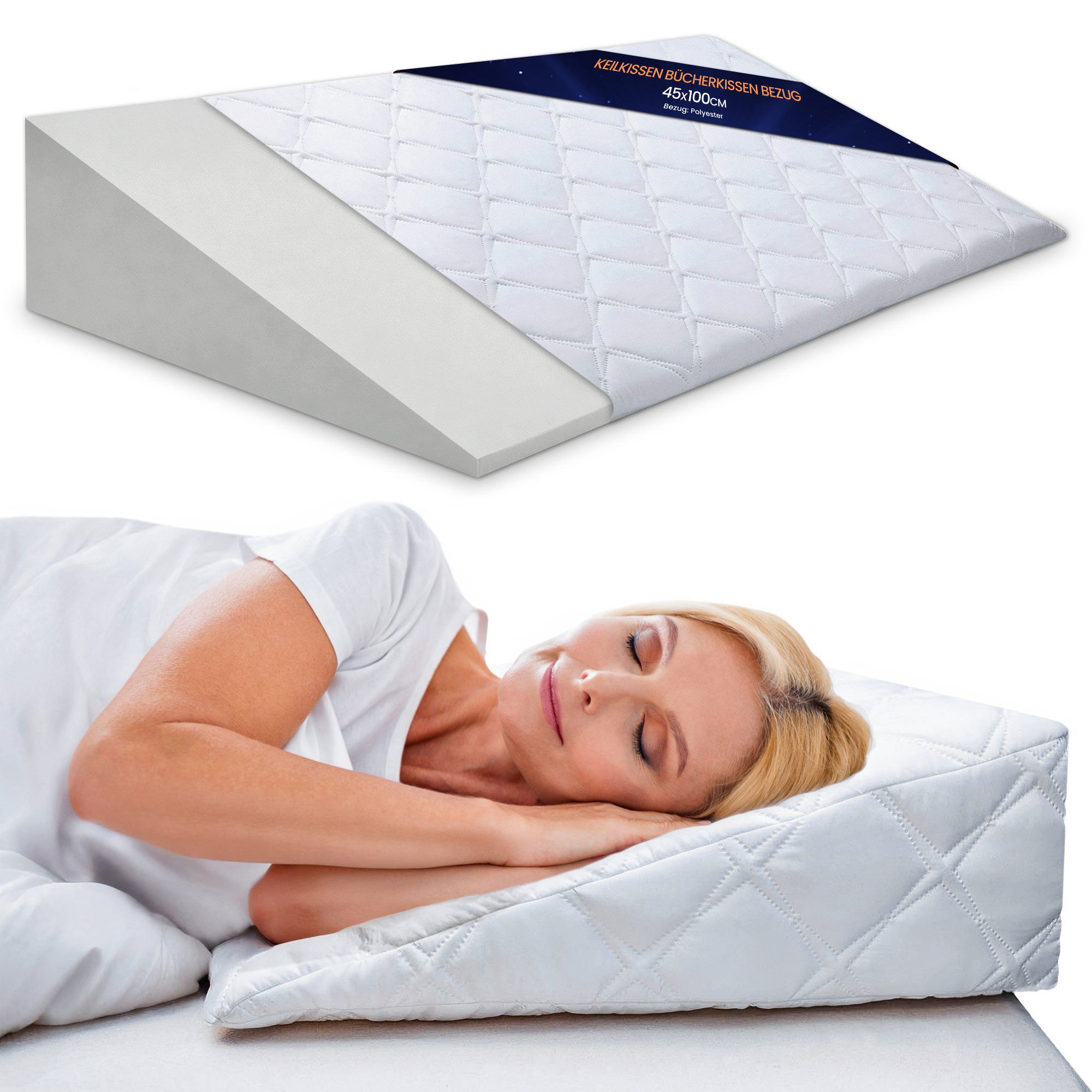Amazinggirl Keilkissen Bezug für Keilkissen, Refluxkissen, Bett- und Sofakissen