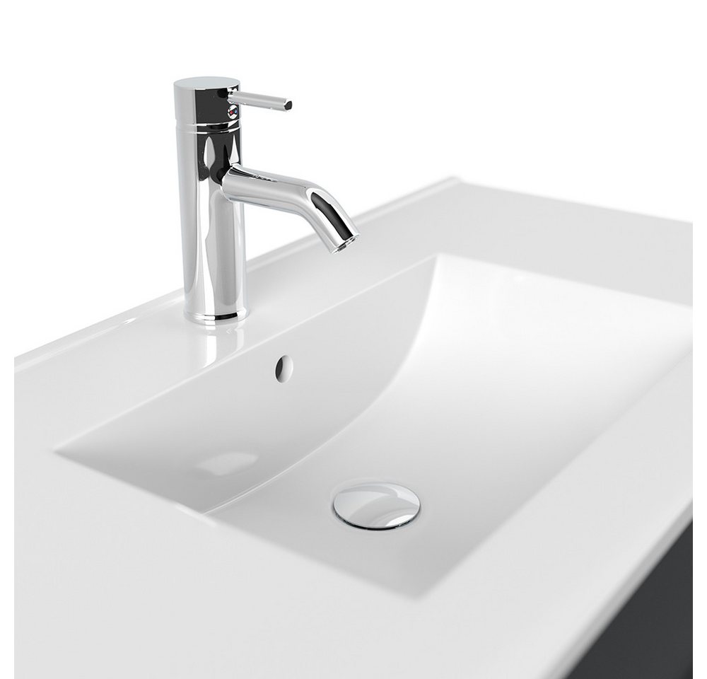 Thumbnail - Lomadox Waschtisch HARLINGEN-02, 90cm breit, Keramikwaschbecken, Softclose, in grau