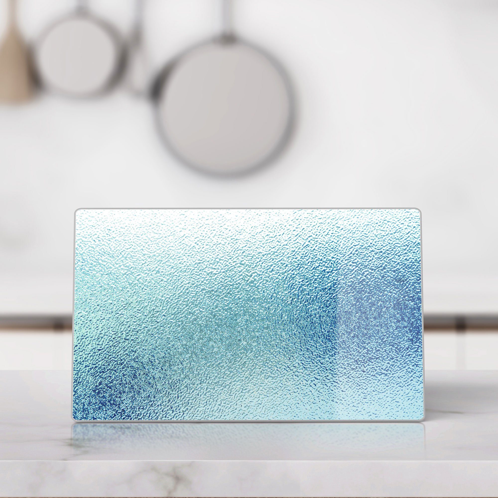 DEQORI Schneidebrett 'Milchglas mit Blaustich', Glas, Platte Frühstücksbrett Schneideplatte