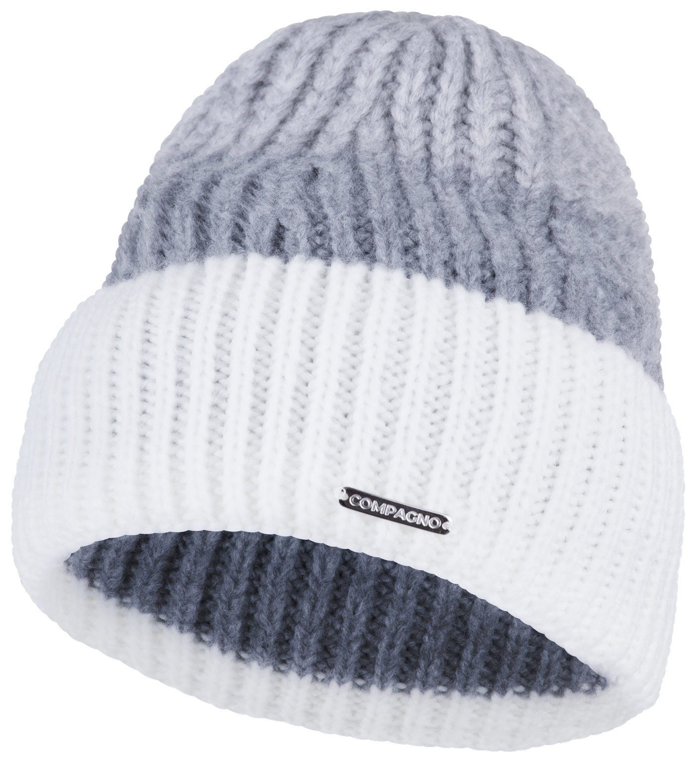 compagno Strickmütze (1-St) Klassische Beanie Wintermütze Strickmütze Damen mit breiter Krempe