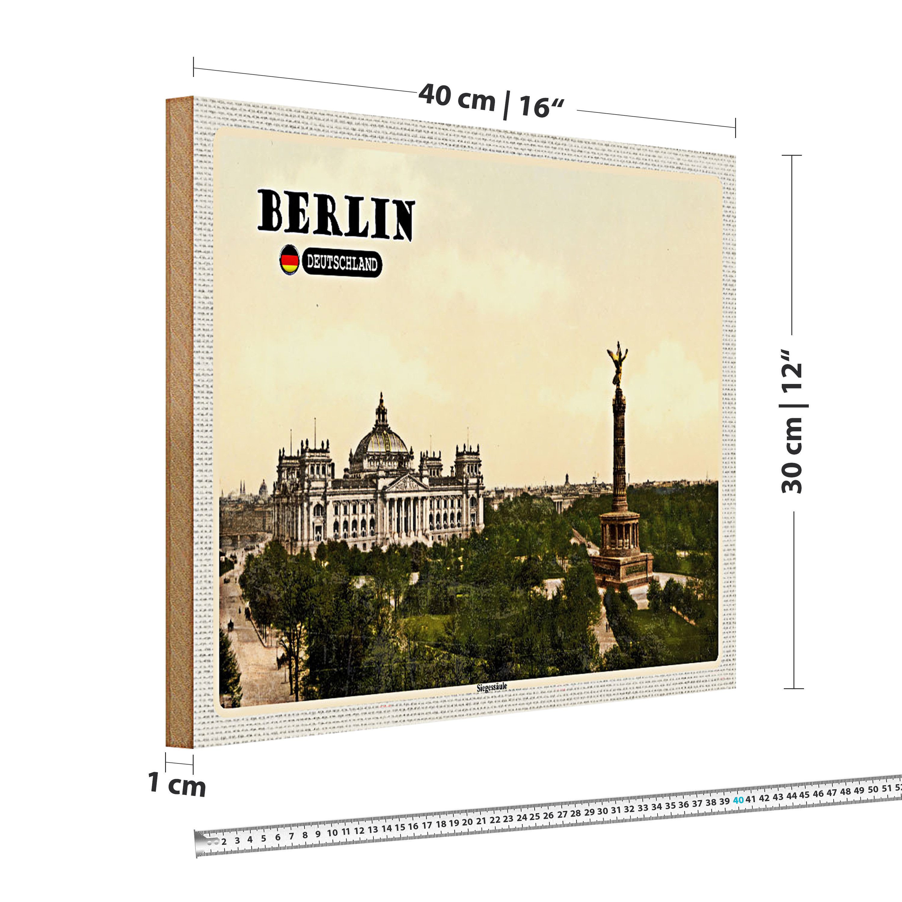 Roomando Holzbild Städte Berlin Siegessäule Deutschland 40x30cm