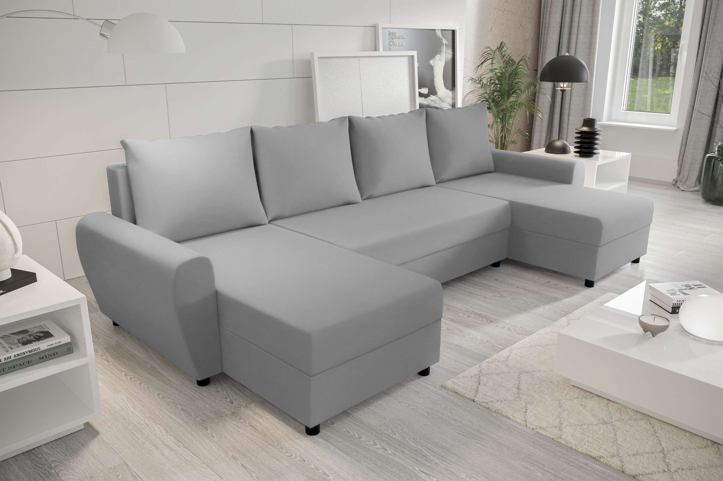 Stylefy Wohnlandschaft Arlen, U-Form, Eckcouch, Sofa, Sitzkomfort, mit Bettfunktion, mit Bettkasten, Modern Design