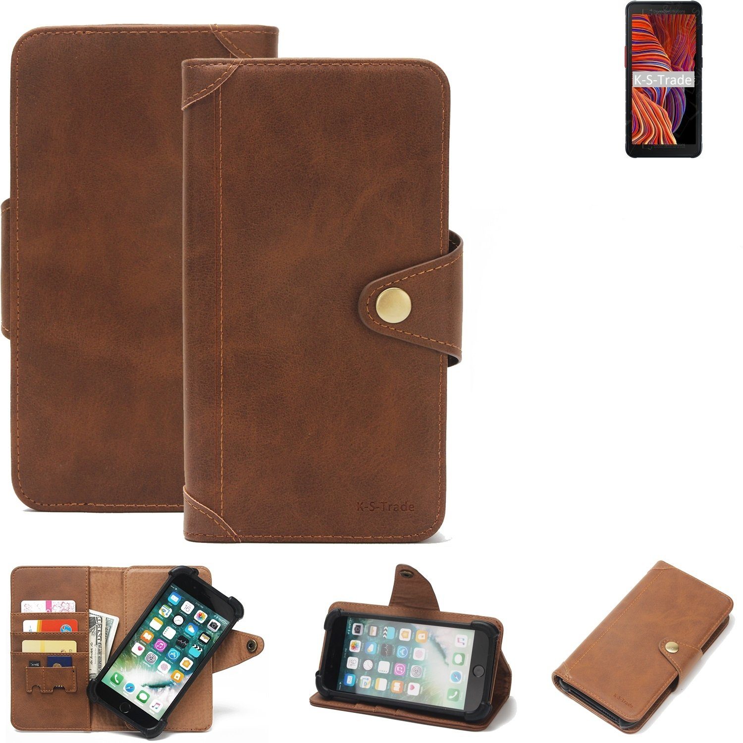 K-S-Trade Handyhülle für Samsung Galaxy XCover 5, Handyhülle Schutz Hülle Walletcase Bookstyle Tasche Case