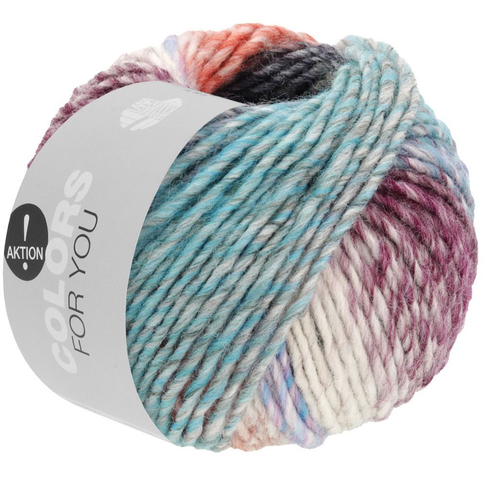 LANA GROSSA COLORS FOR YOU Häkelwolle, 90 m (voluminöses Dochtgarn mit Farbverlauf), 50 g