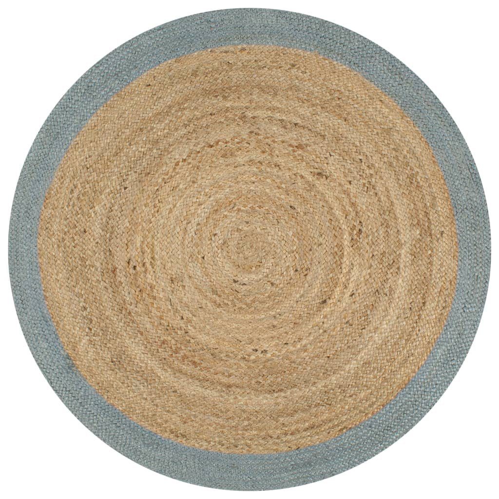 furnicato Teppich Handgefertigt Jute mit Olivgrünem Rand 90 cm, 90 cm günstig online kaufen