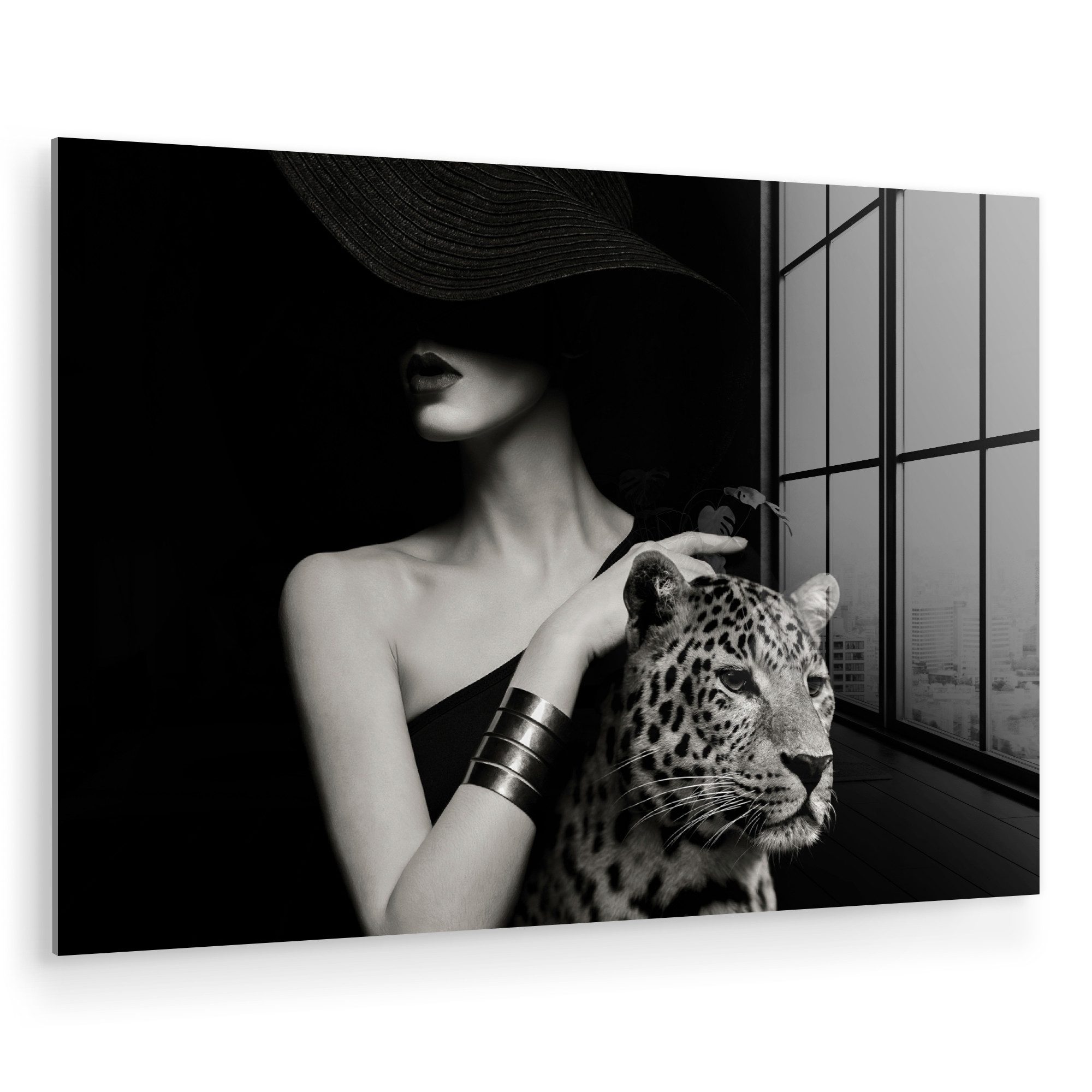 MuchoWow Acrylglasbild Frau - Leopard - günstig online kaufen