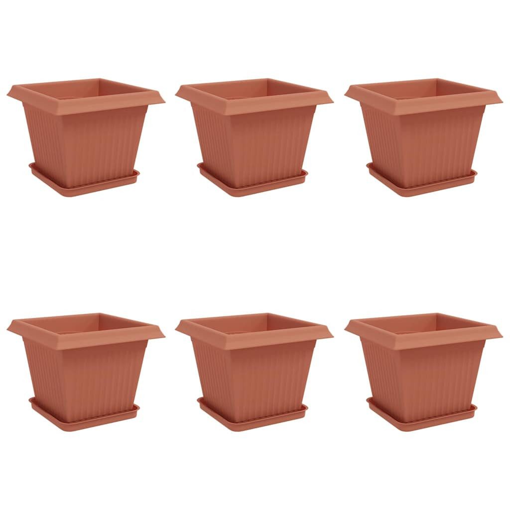 vidaXL Blumentopf Blumentöpfe 6 pcs Ziegelrot 33 x 33 x 26 cm Kunststoff (6 St)