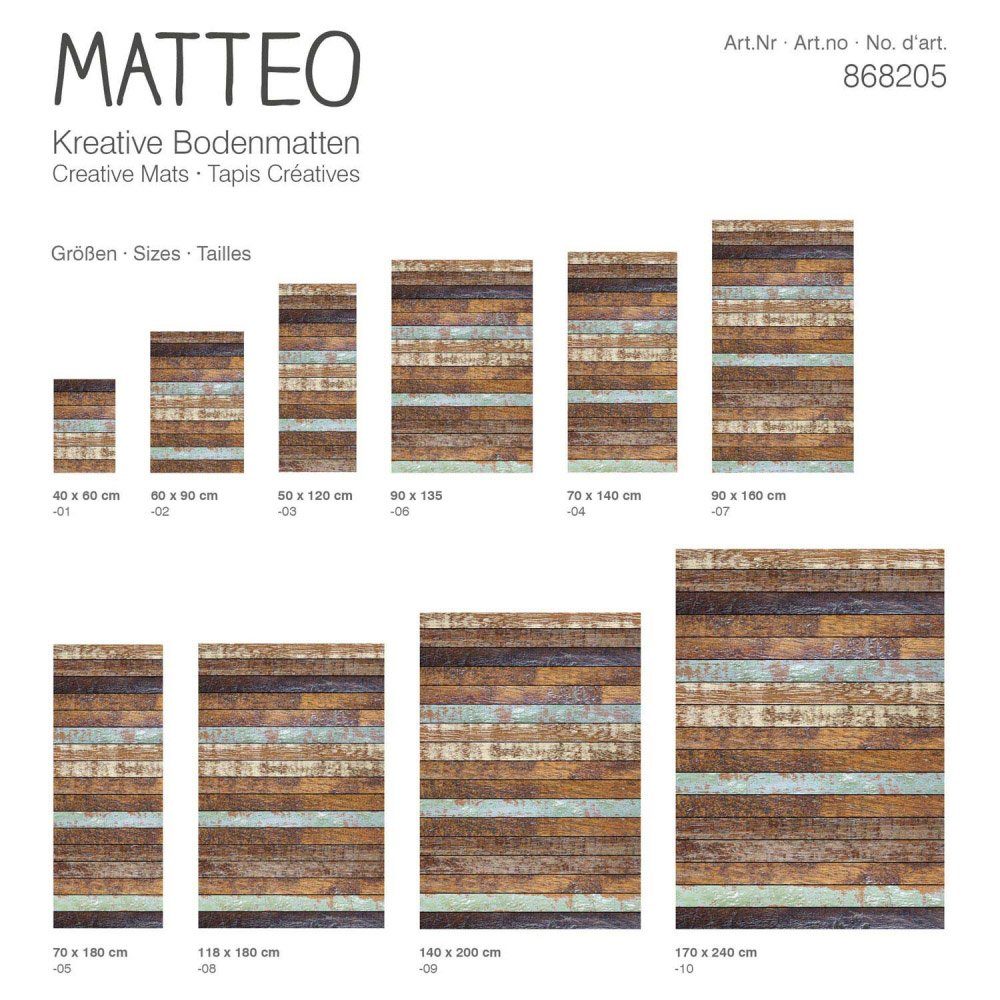 Wohnung Innen- Höhe: und und Büro, ideal Teppich Rechteck, Treibholz, Vinylteppich Außenbereich 2.2 für MATTEO Vinyl für Sitheim-Europe, - mm,