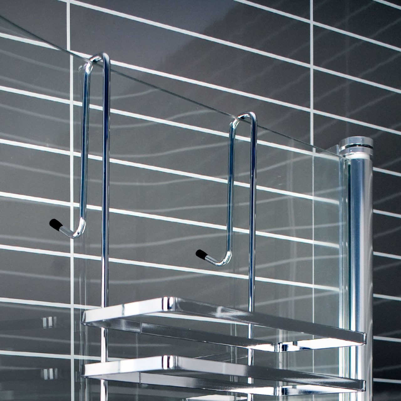 Euroshowers GmbH Duschablage Duschregal zum Einhängen 3 Etagen ohne Bohren Chrom mit Haken