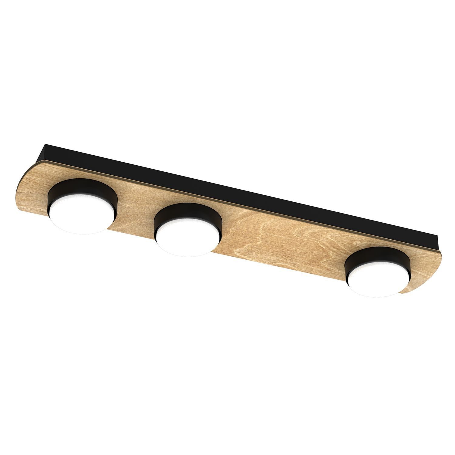 Licht-Erlebnisse Deckenleuchte HASLENE, ohne Leuchtmittel, Metall Metall GX53 Schwarz Natur 3-flammig Modern
