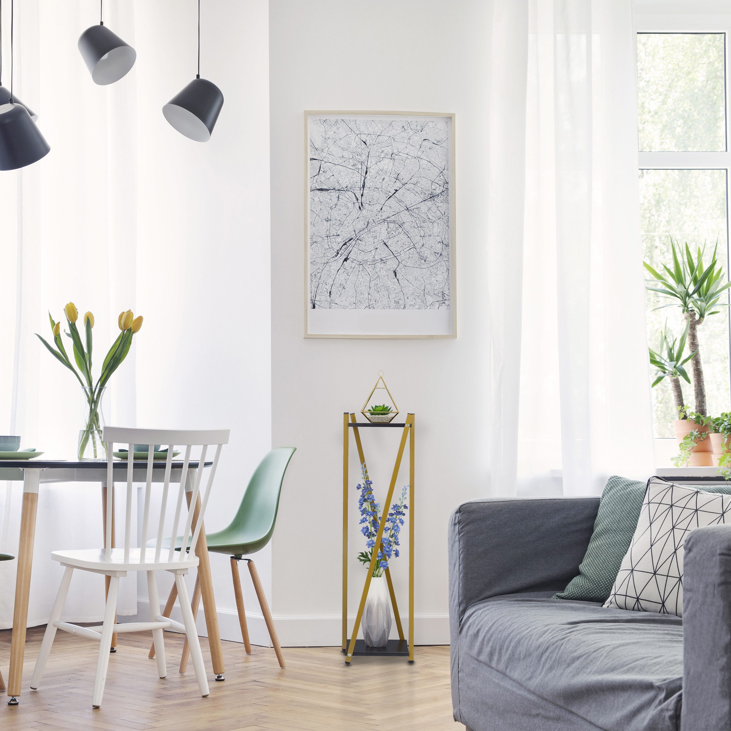 relaxdays Blumenhocker Hoher Blumenständer in Marmoroptik, günstig online kaufen