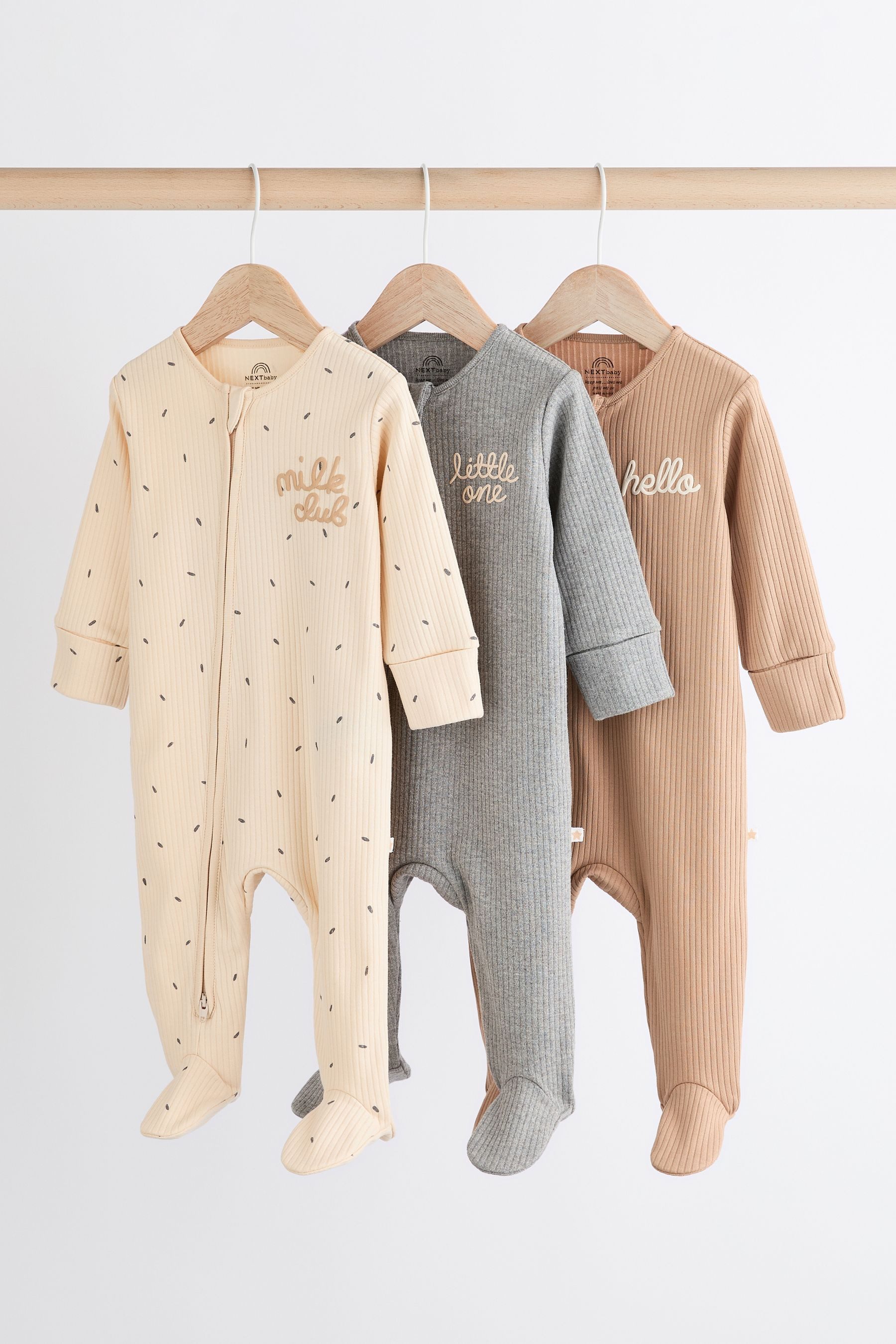 Next Schlafoverall 3er-Pack Baby Schlafanzüge, 2-Wege-Reißverschluss (3-tlg)