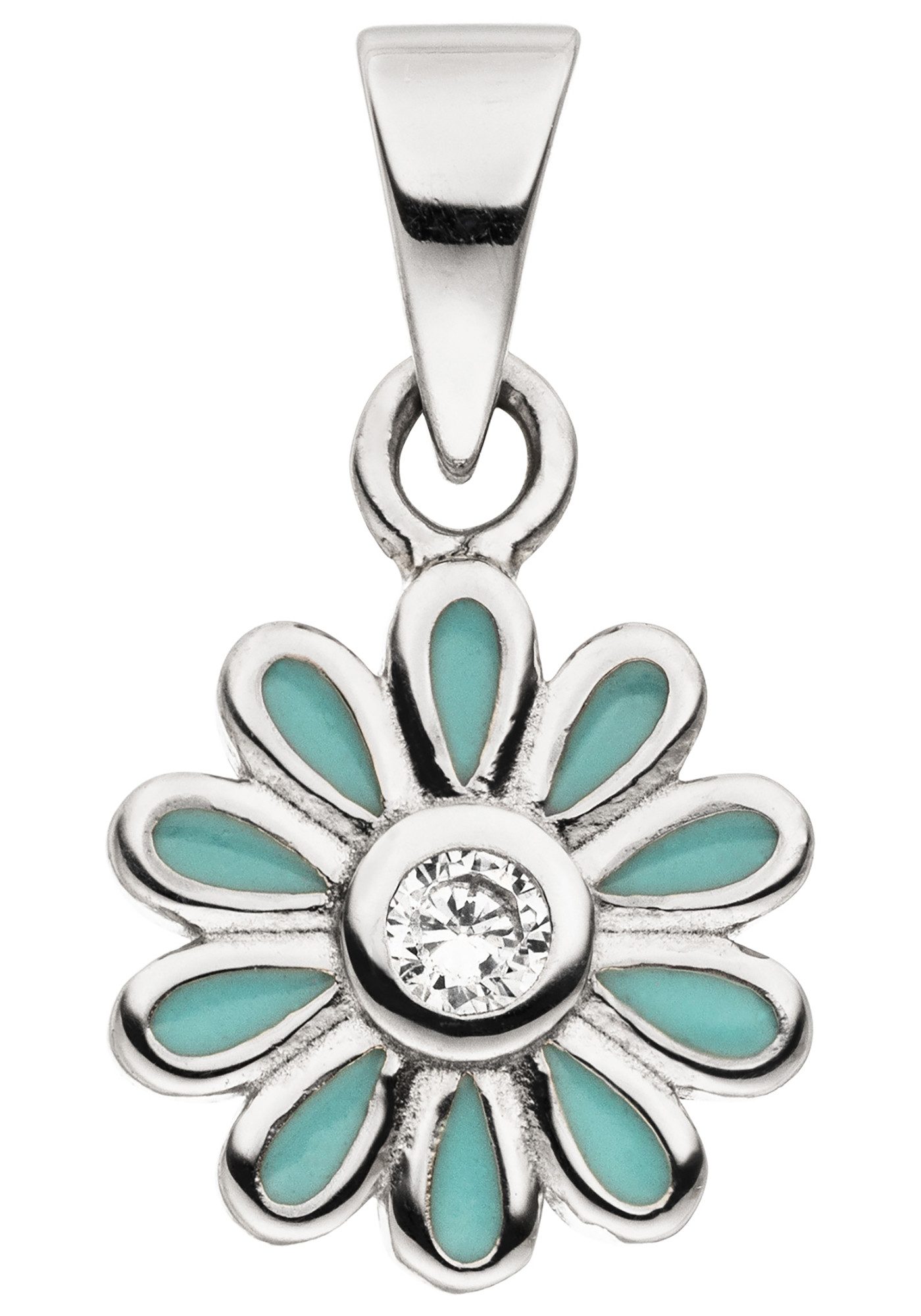 JOBO Kettenanhänger Kinderanhänger Anhänger Blume 8 mm, 925 Silber mit 1 Zirkonia