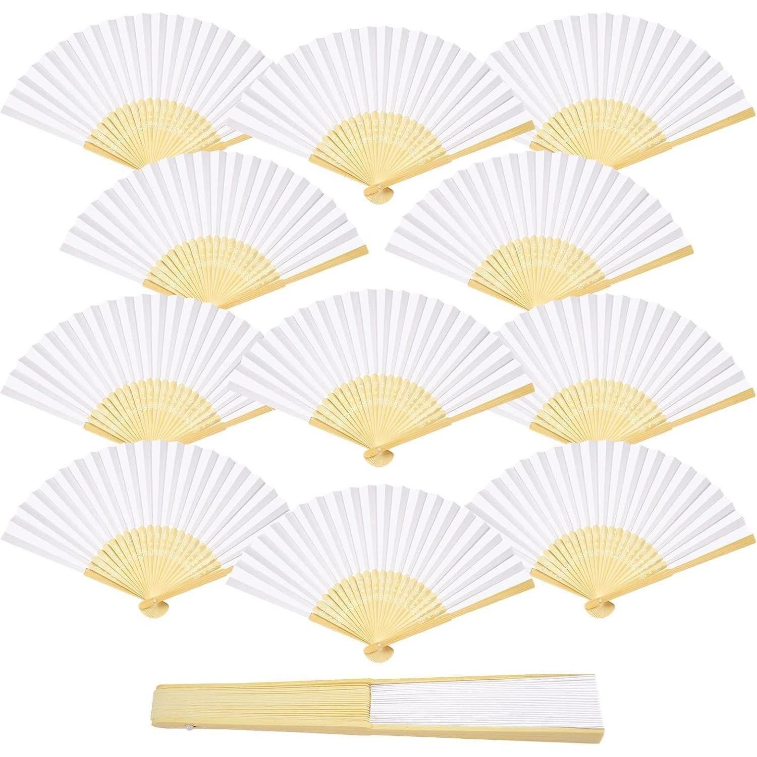 LuxusKollektion Kreativset 12er Pack Weiße Faltfächer Hochzeit DIY Party Deko Bankett Fecher
