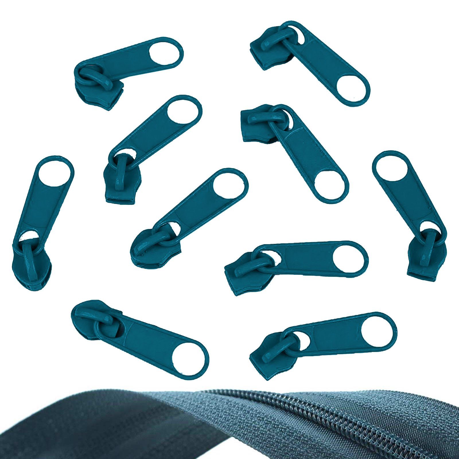 maDDma Reißverschluss 10 Reißverschluss Zipper für Endlosreißverschluss, 5mm, ocean