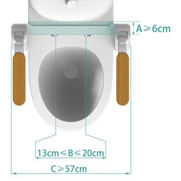 HEUFFE WC-Aufstehhilfe Sicherheitsarmlehne ohne Bohren, Holz, belastbar bis 181 kg, 56,4 x 38,7 x 22 cm