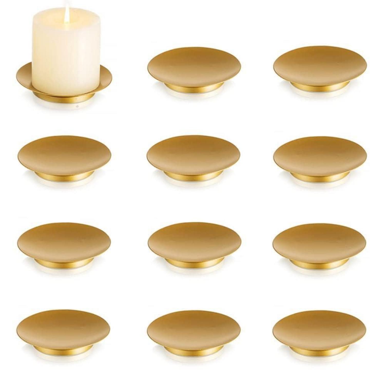 LuxusKollektion Kerzentablett Kerzenständer Metall Gold 10.8cm Rund 12Stück (12 St)