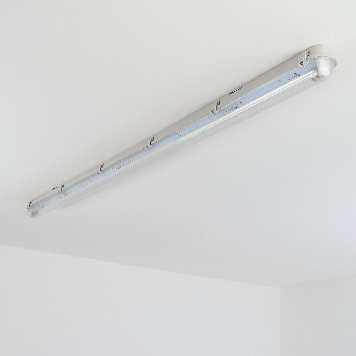 hofstein Deckenleuchte Deckenlampe aus Metall/Kunststoff, Grau/Weiß/Klar, Badezimmer geeignet, moderne Deckenleuchte, 25,5 Watt, 2300 Lumen, 6500 Kelvin, IP65