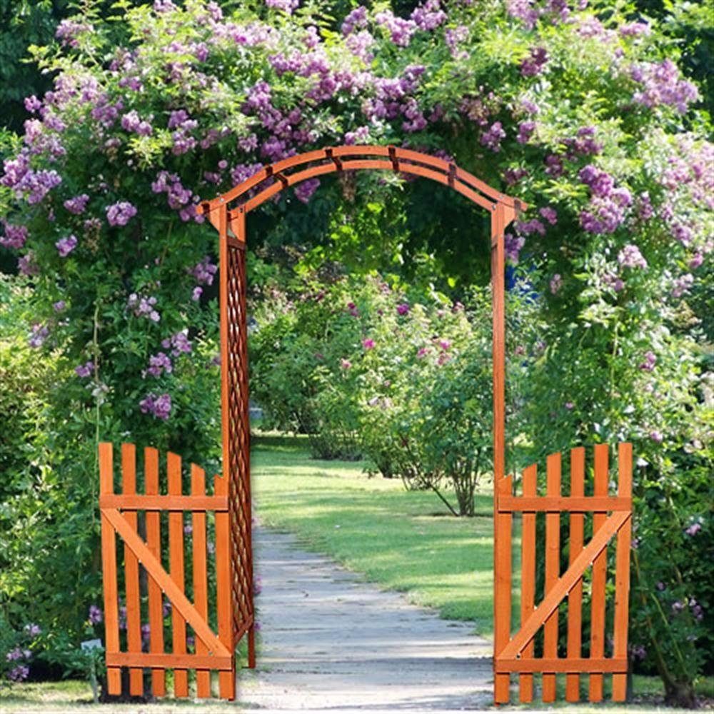 Feel2Home Rosenbogen Rankgitter mit Tür, Gartenbogen Spalier für Rosen & Kletterpflanzen Stück, 1 Rosenbogen mit Tür als Rankhilfe für Kletterpflanzen, Rosenbogen mit Tür und Rankgitter für Kletterpflanzen im Garten