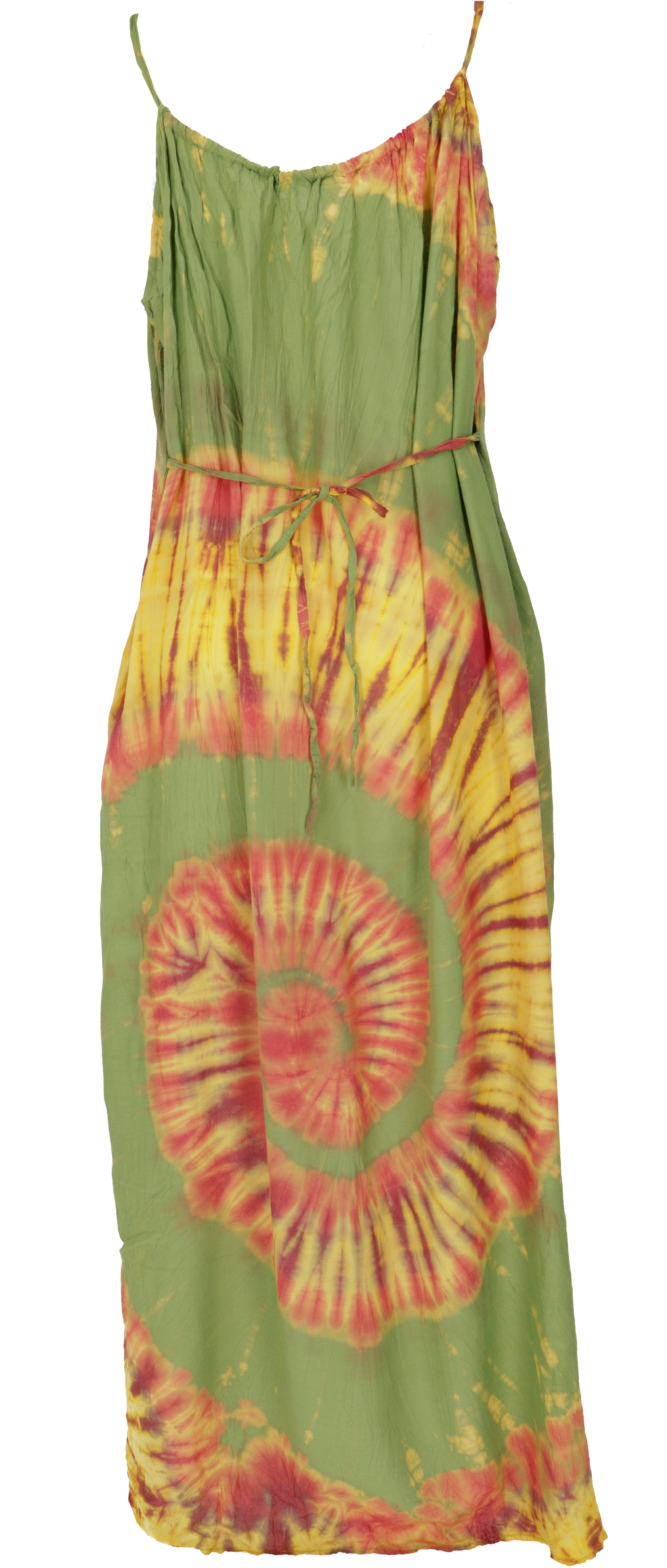 Guru-Shop Midikleid Batik alternative Trägerkleid,.. Bekleidung grün Hippiekleid, Sommerkleid