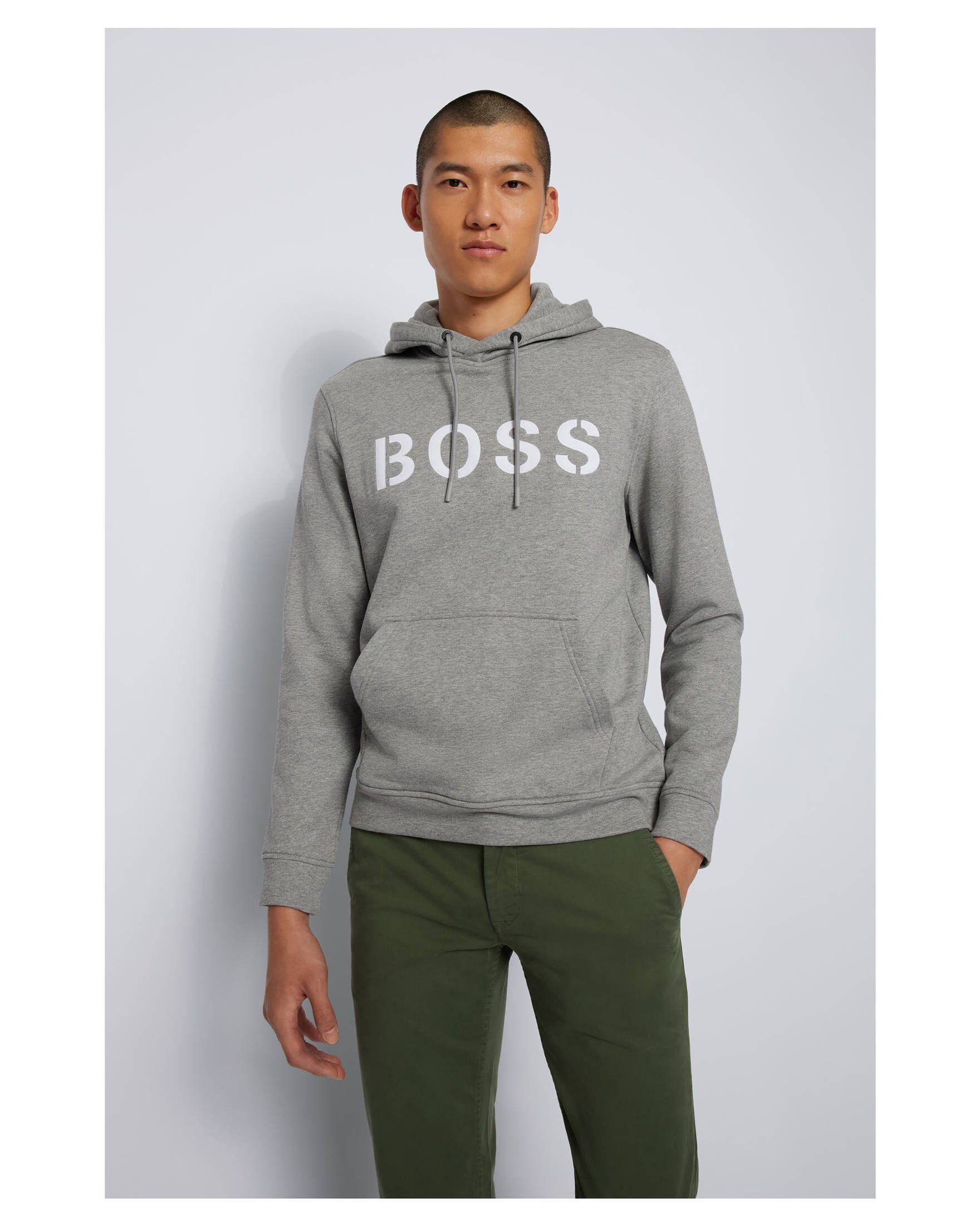 Herren (12) ORANGE silber Hoodie (1-tlg) Sweatshirt BOSS WETRY BOSS