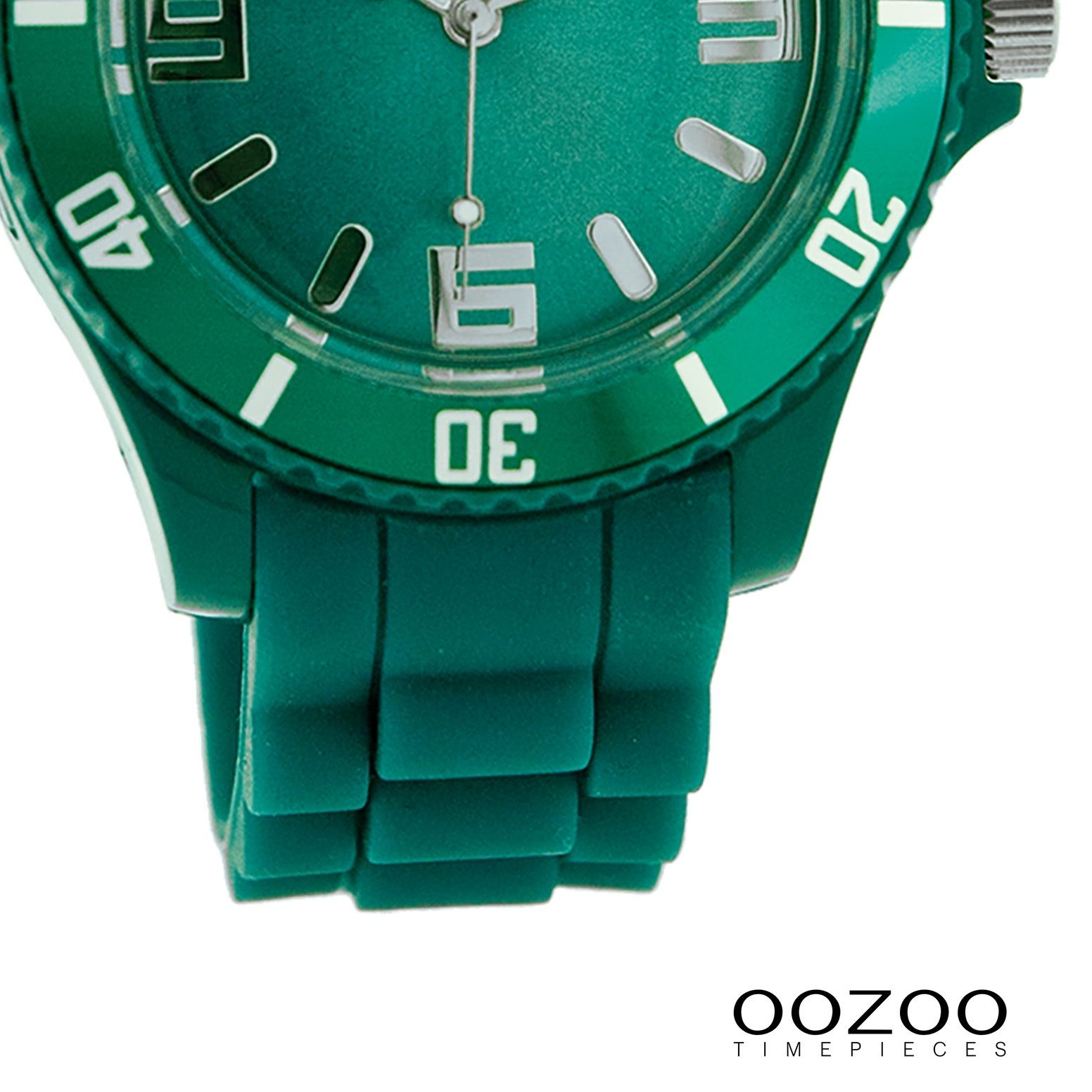 OOZOO Quarzuhr Oozoo Damen Armbanduhr blau Analog, (Analoguhr), Damenuhr rund, groß (ca. 43mm) Silikonarmband, Fashion-Style
