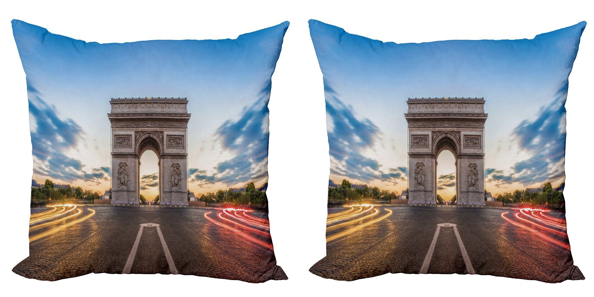 Kissenbezüge Modern Accent Doppelseitiger Digitaldruck, Abakuhaus (2 Stück), Paris Berühmtes Champs Elysées