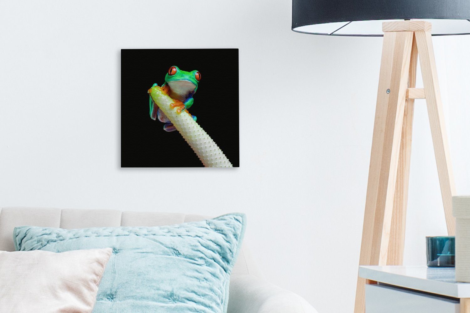 OneMillionCanvasses® Leinwandbild Frosch - Pflanze, Wohnzimmer Tier St), Bilder - Leinwand Schlafzimmer (1 für