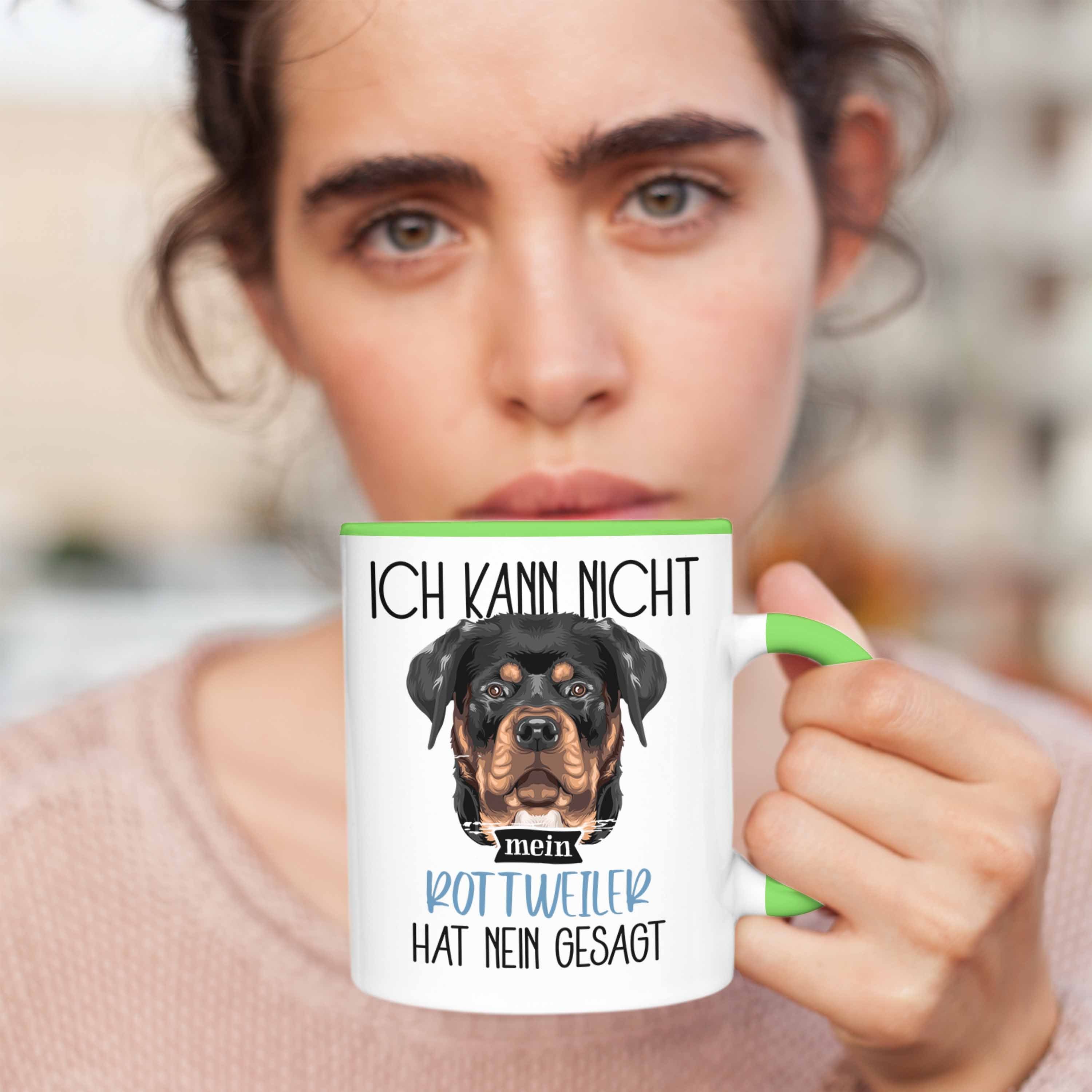 Trendation Tasse Lustiger Rottweiler Grün Geschenkidee Spruch Geschenk Besitzer Ka Tasse Ich