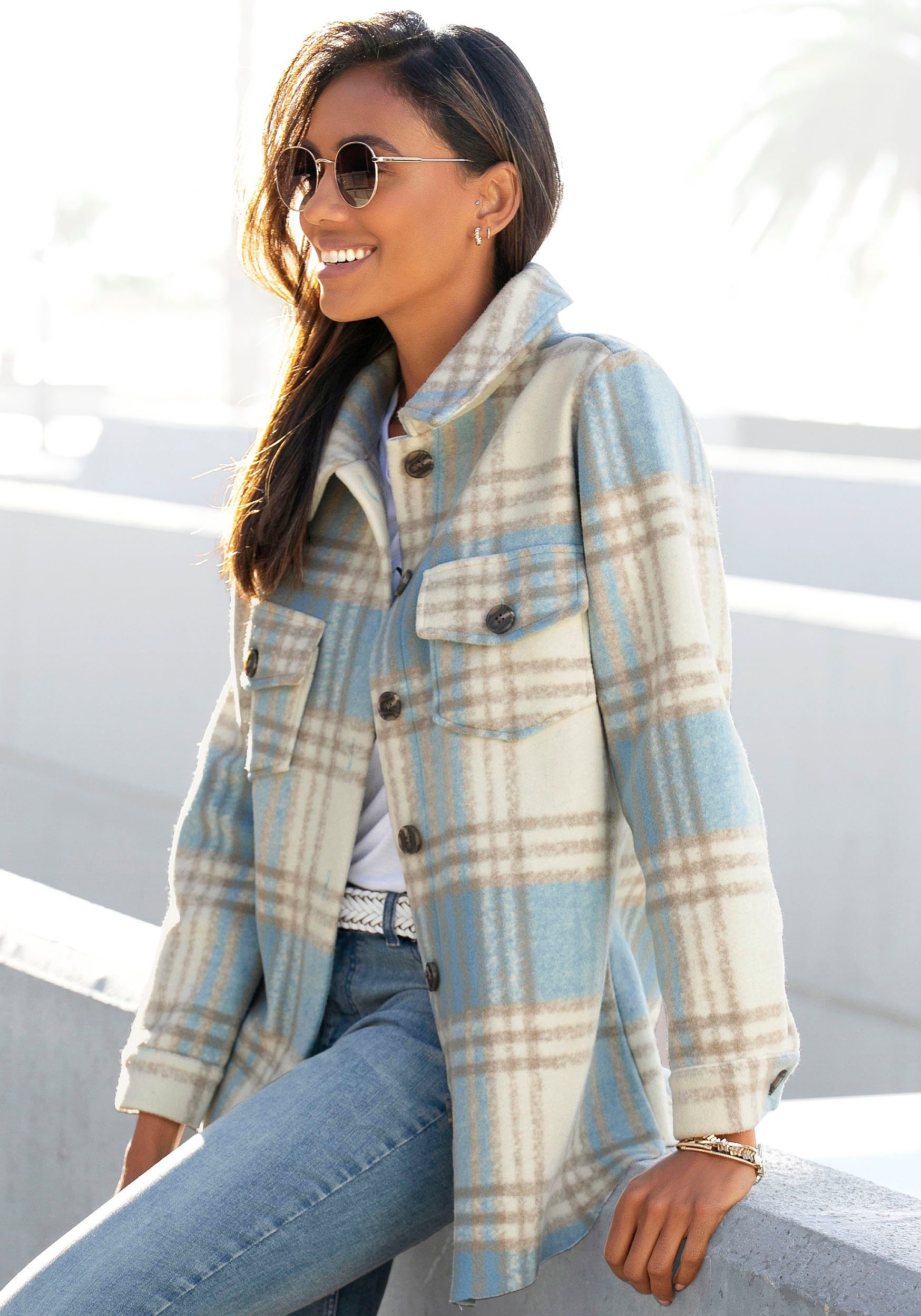 Blaue karierte Jacken für Damen online kaufen | OTTO