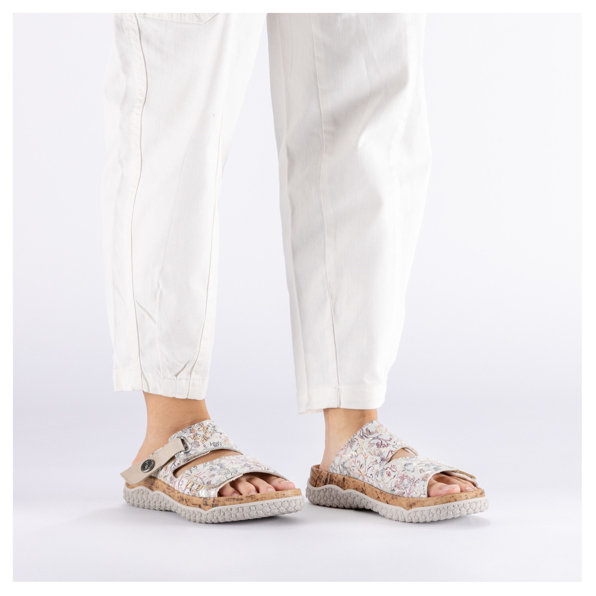 Rieker Pantolette Sommerschuh, Schlupfschuh, Hausschuh mit Klettriemchen