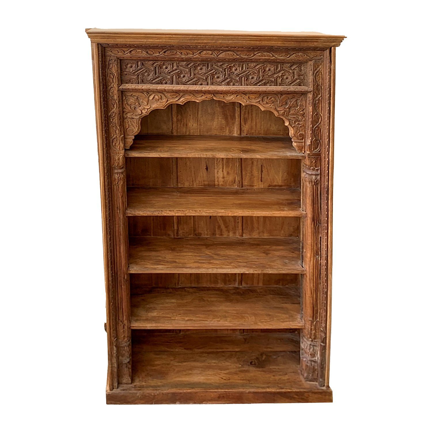 Marrakesch Orient & Mediterran Interior Bücherregal Orientalisches Bücherregal Antik 16 Braun-Weiß handgefertigt 225 cm, 1-tlg., Handarbeit