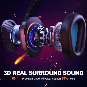 Krysenix PG2 RGB mit 3.5mm Klinke Gaming-Headset (Kristallklarer Surround-Sound für ein immersives Gaming-Erlebnis – die Spitze der Audioqualität!, mit Mikrofon, Gaming Kopfhörer mit Mikrofon Noise Cancelling Kopfhörer)