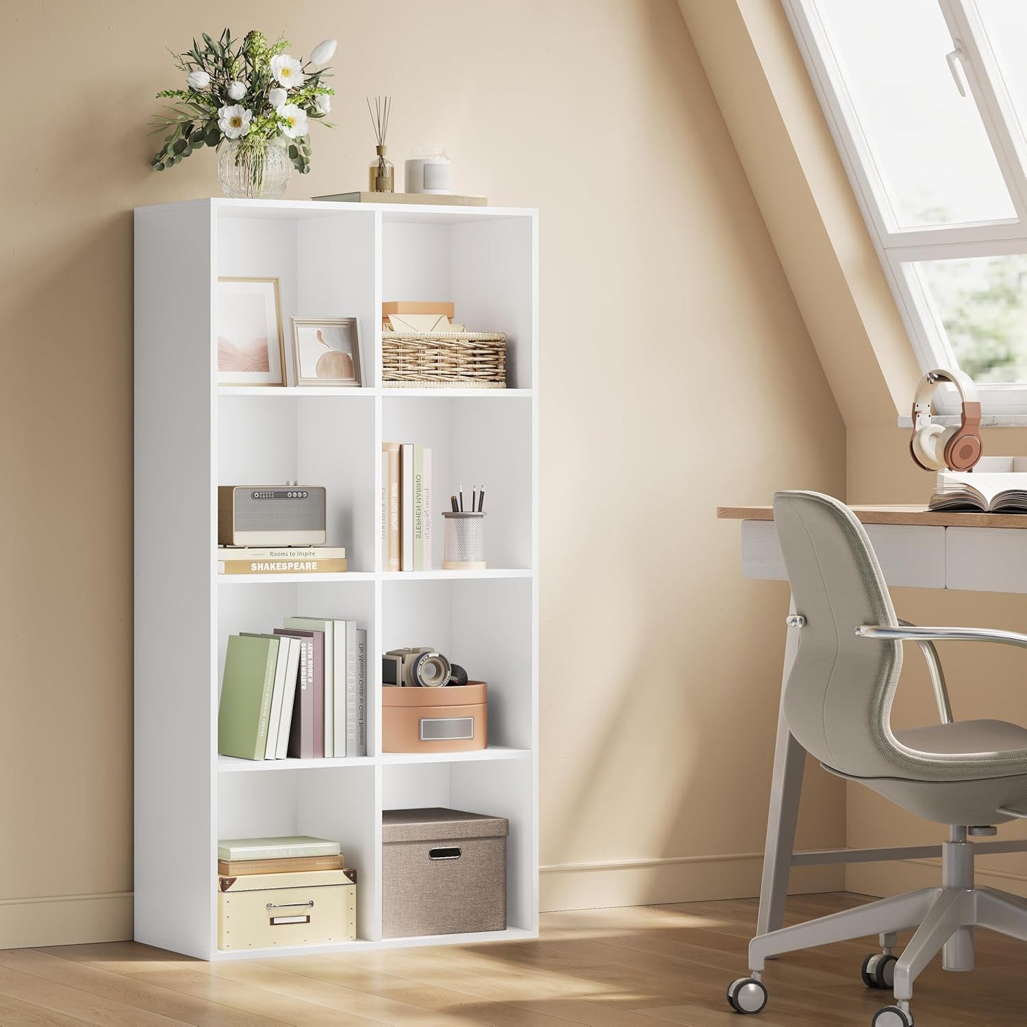 Woltu Bücherregal, 1-tlg., Büroregal Aktenschrank, MDF, 8 Fächer günstig online kaufen