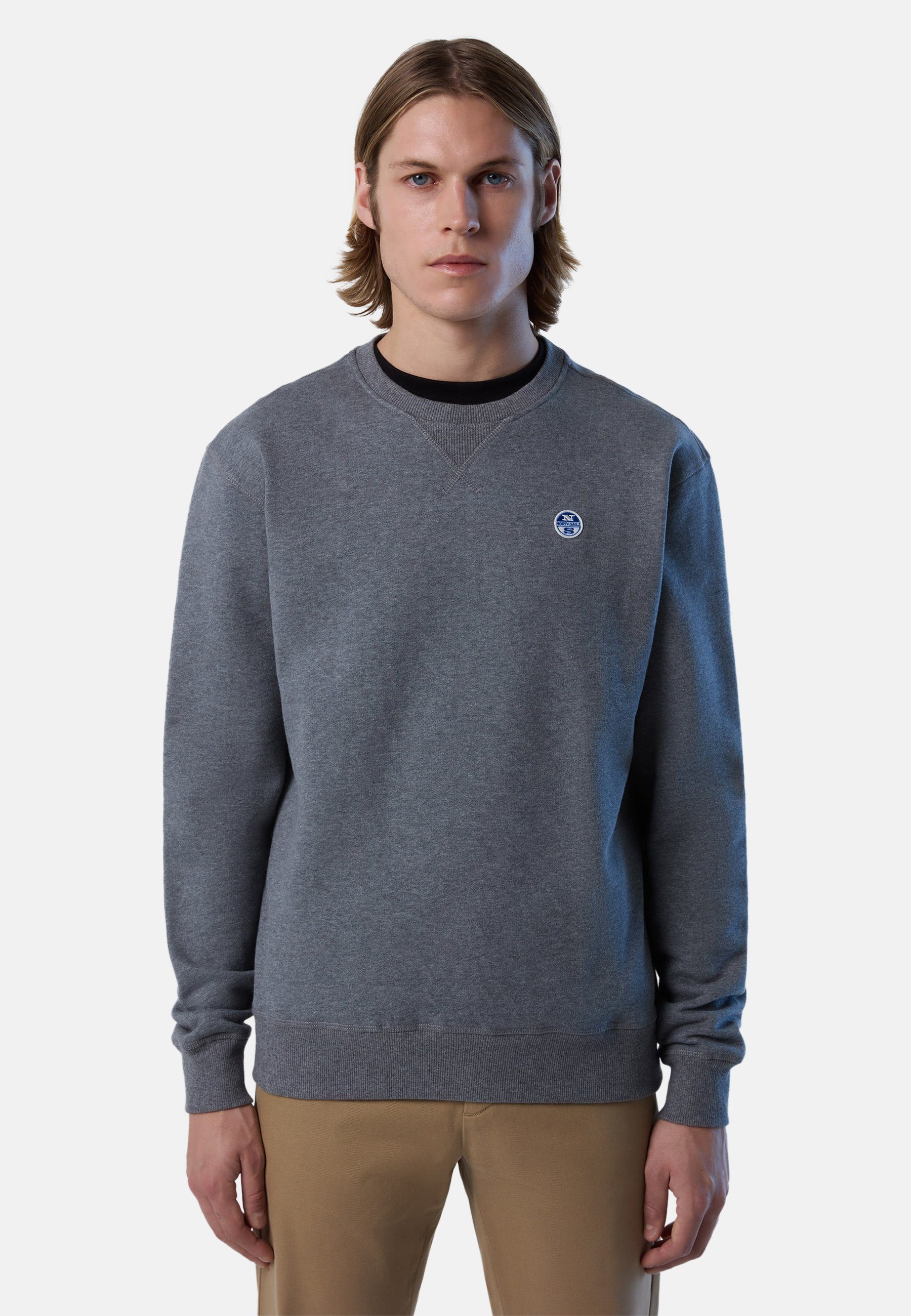 North Sails Fleecepullover Sweatshirt mit Logo-Aufnäher grey