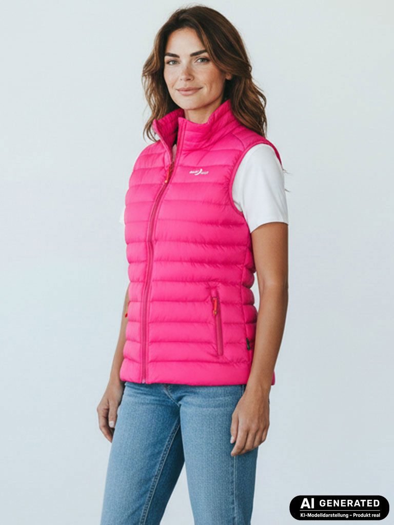 Blue Wave Steppweste Damen Weste Olivia gesteppt Stehkragen - Übergangsweste mit Packbeutel Leicht & Packable, 2-Wege-Reißverschluss, Reißverschlusstaschen