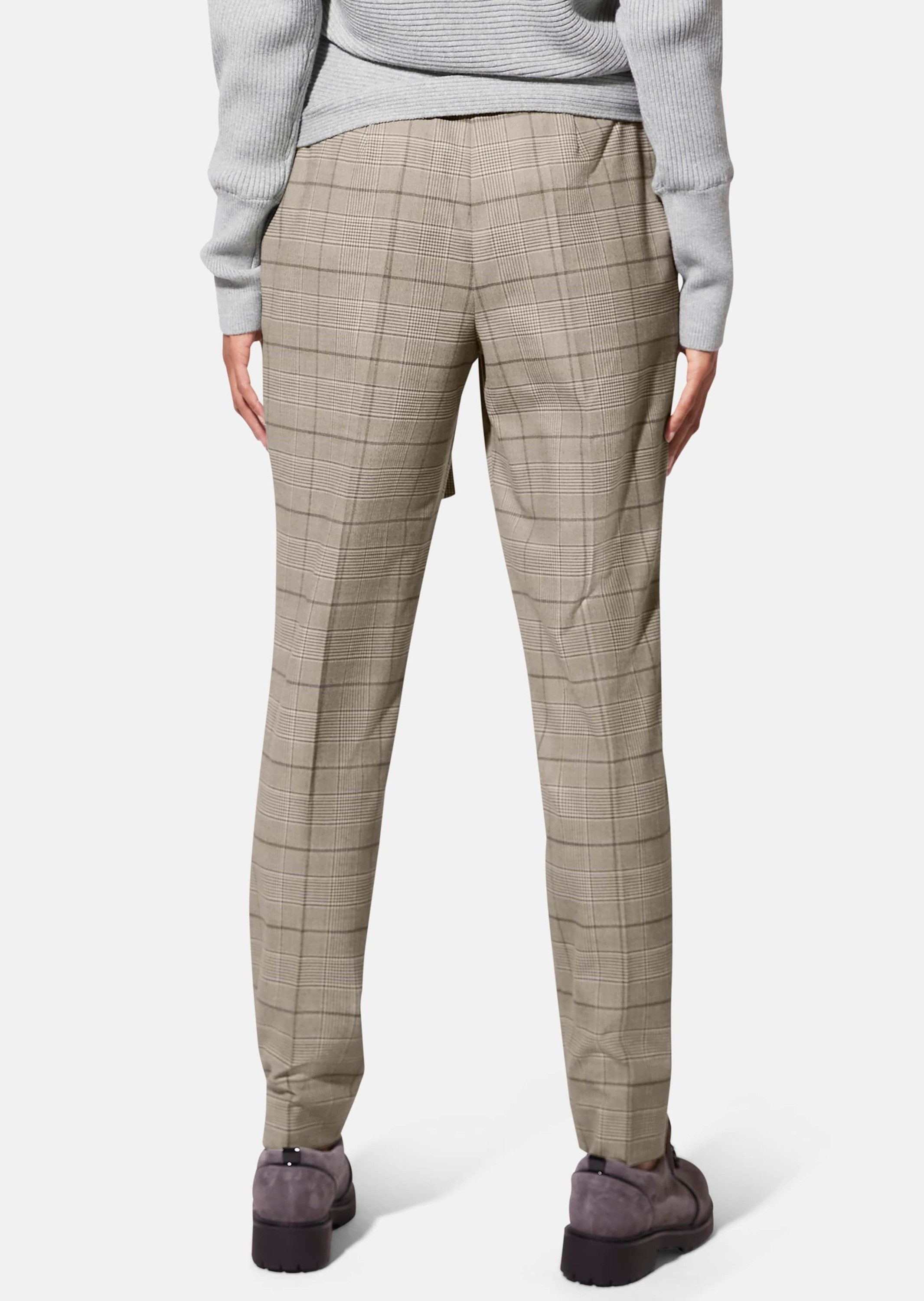 MADELEINE Bundfaltenhose Karo-Bundfaltenhose mit Bindegürtel