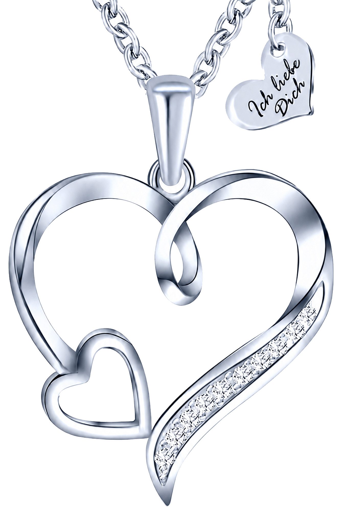 Limana Herzkette romantischer Damen Schmuck 925 Silber vergoldet Geschenk Freundin (inkl. Dose und Tasche), Geburtstag Hochzeitstag Jahrestag Weihnachten