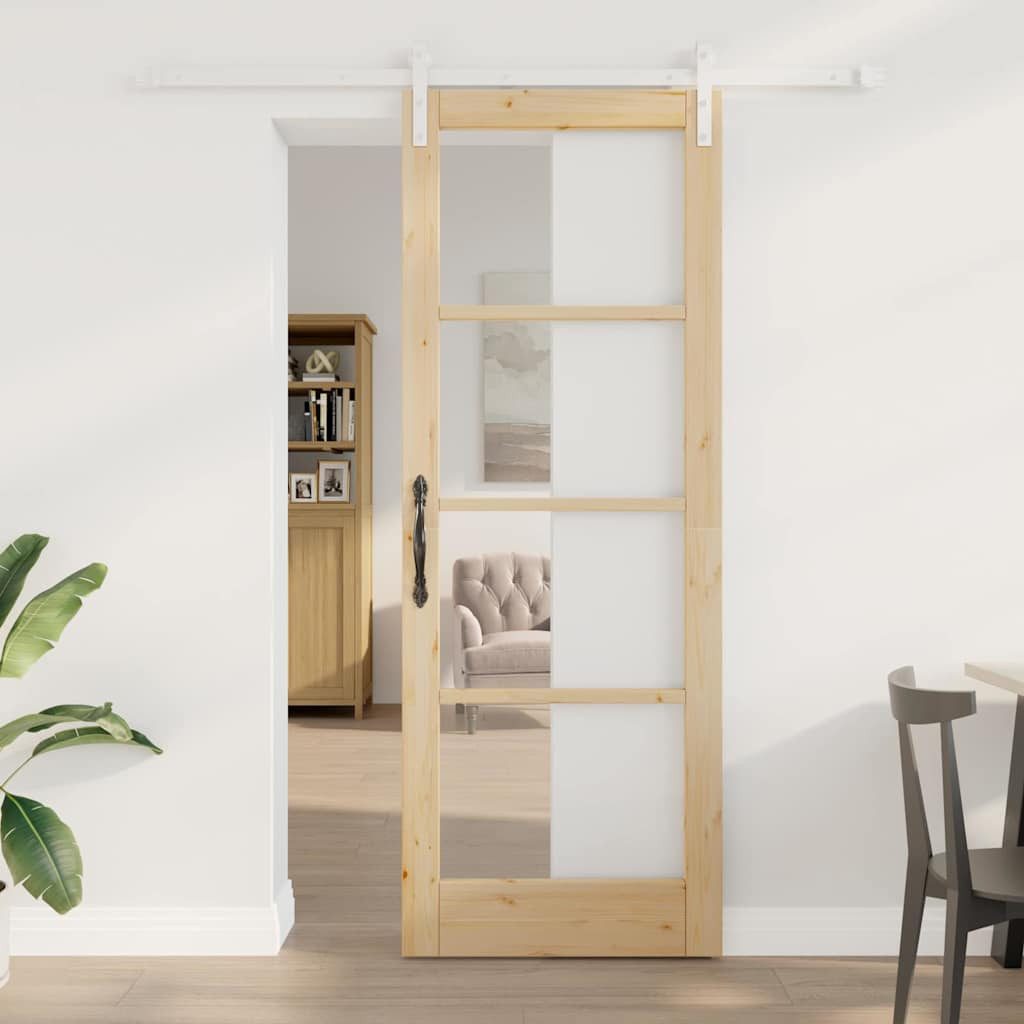 vidaXL Zimmertür Schiebetür mit Beschlagset ORKDALHolz Glas