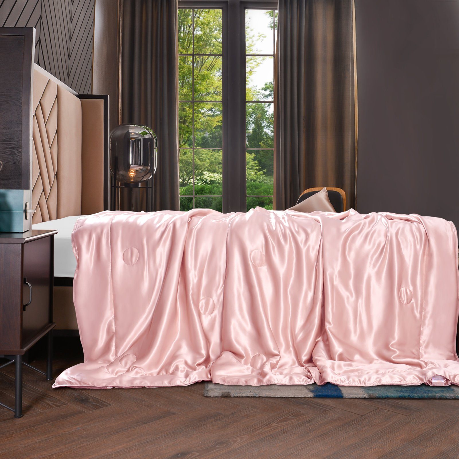 Sommerbettdecke, 135x180 100% leicht, Rosa hautfreundlich Füllung: Seide, Bezug: Seide, kühlend, THXSILK, 100% cm