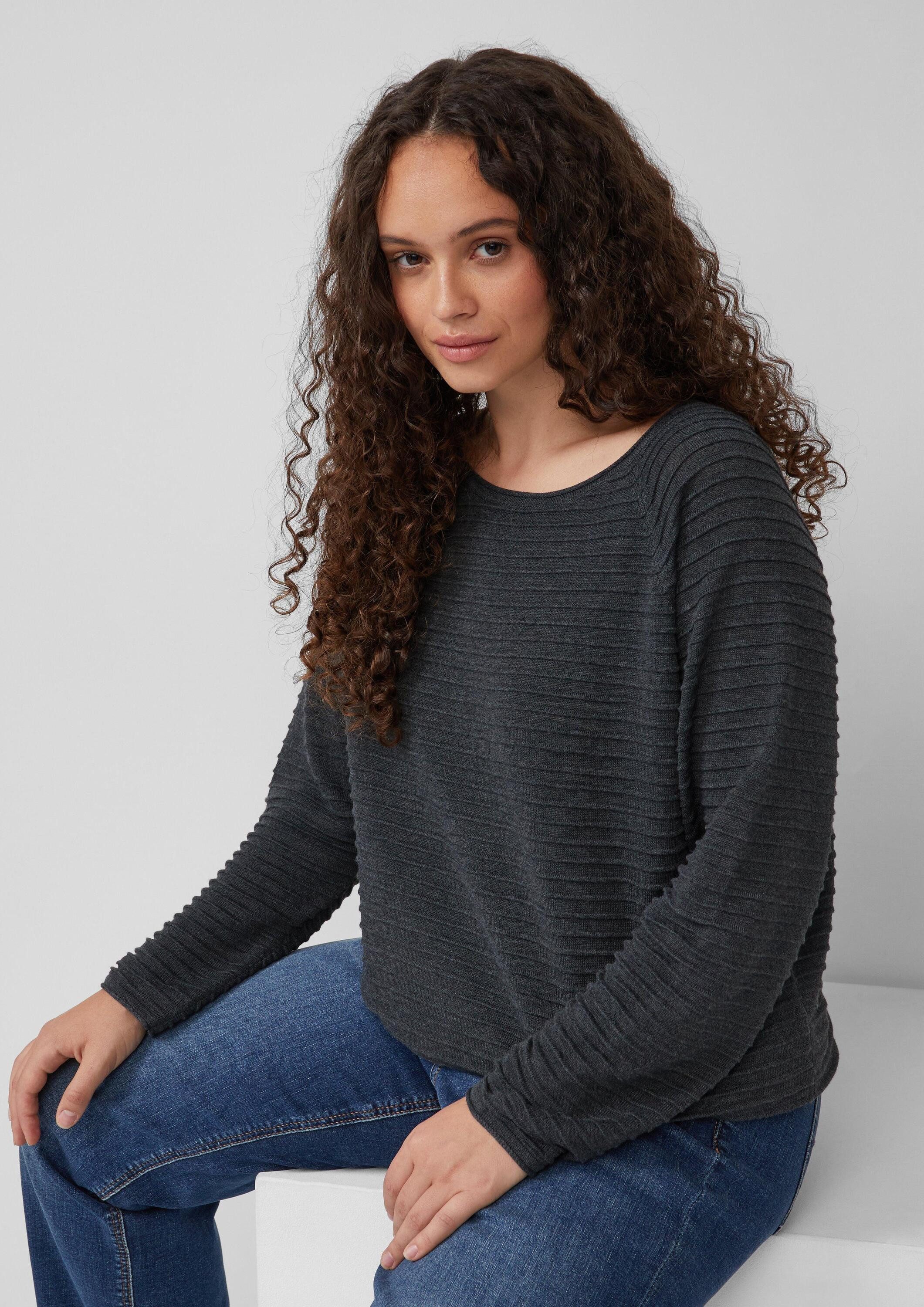 QS Longpullover Strickpullover Pullover mit Strukturmuster aus Viskosemix günstig online kaufen