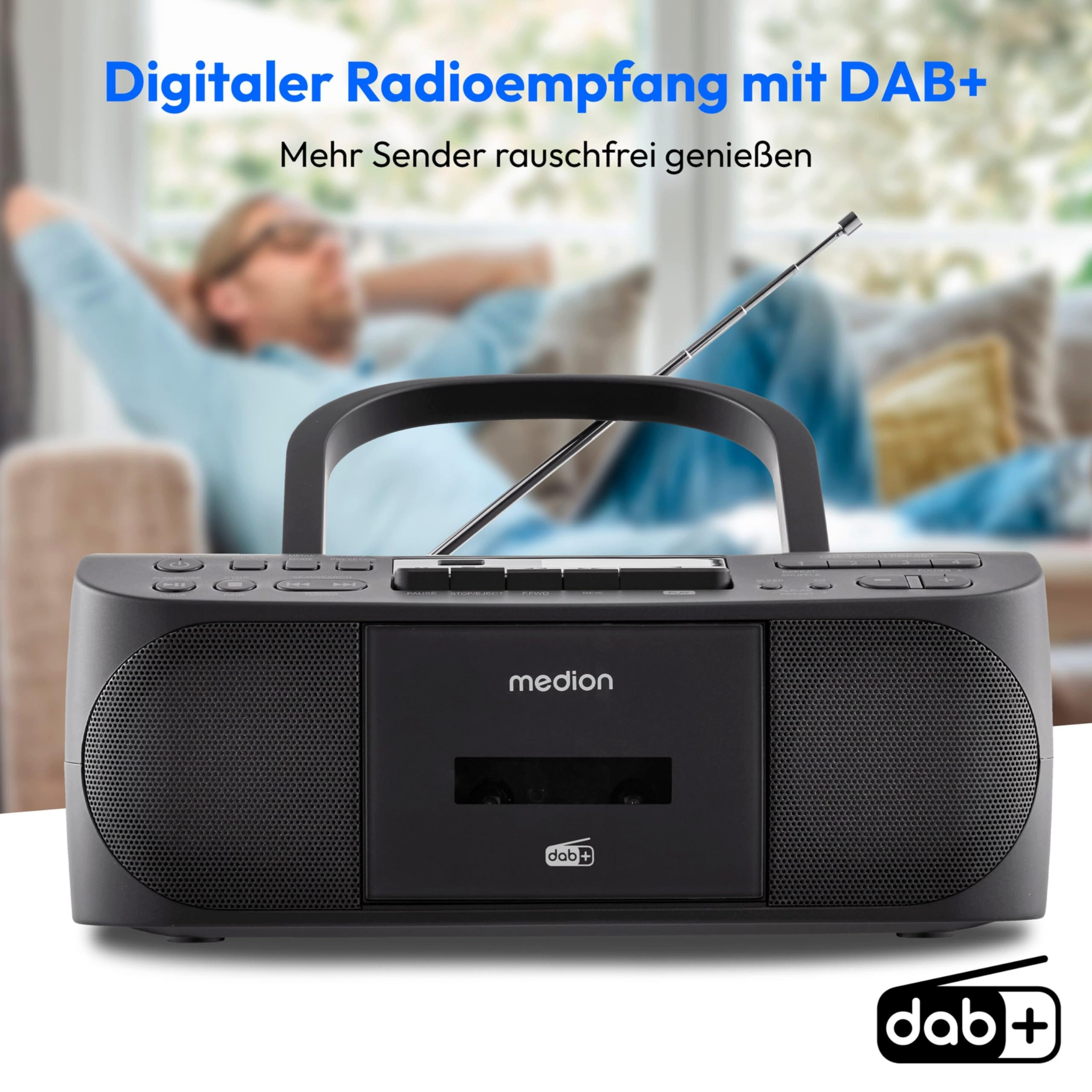 Medion® LIFE DRX-1 Plus Radio (DAB+/PLL-UKW-Radio, Bluetooth, CD-Kassettendeck, MP3)