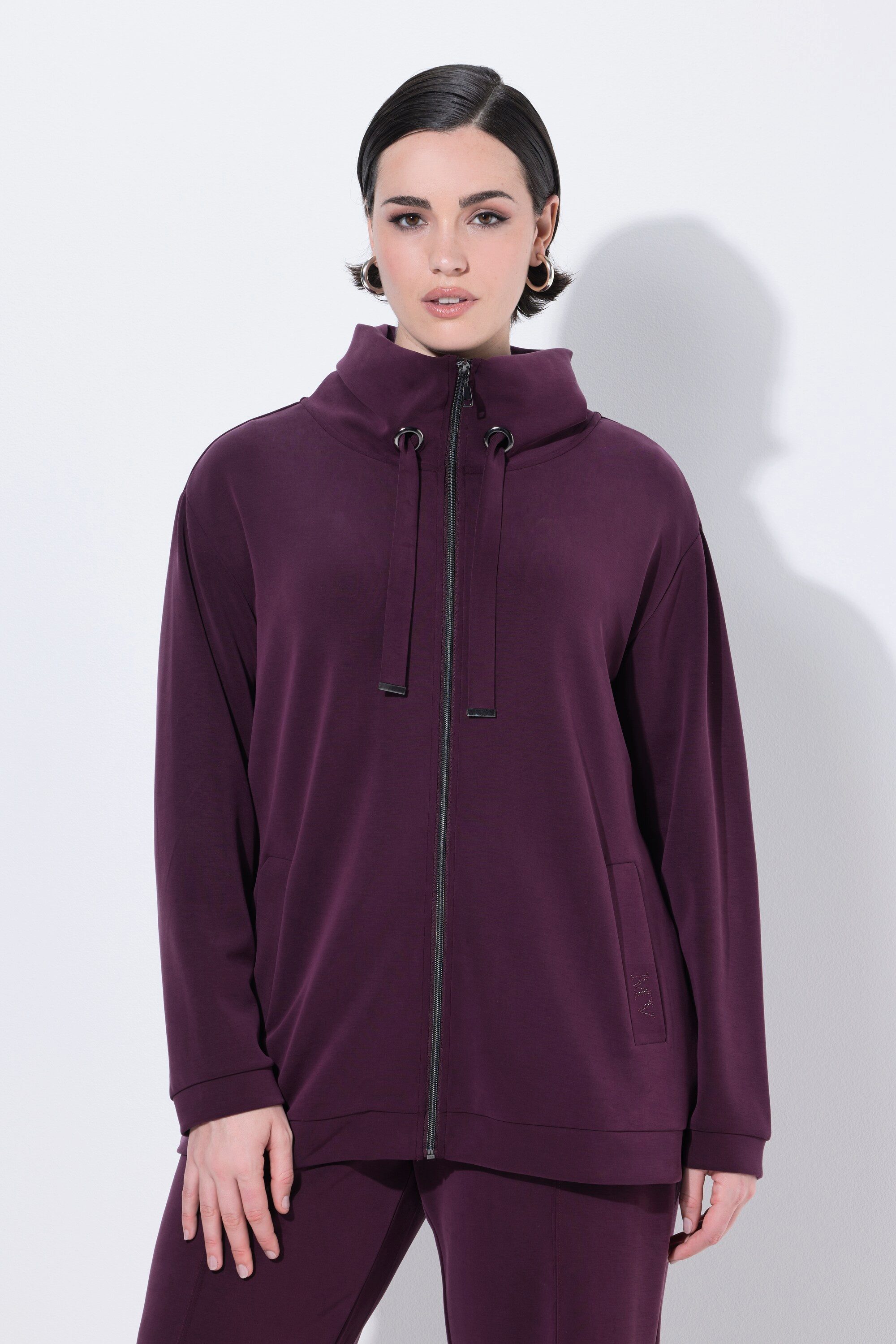 Ulla Popken Sweatjacke Sweatjacke Ziersteine Stehkragen günstig online kaufen