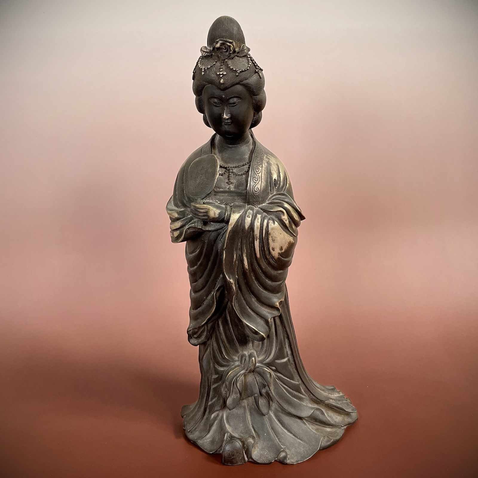 Asien LifeStyle Buddhafigur Japanische Geisha Bronze (37cm) Figur Skulptur