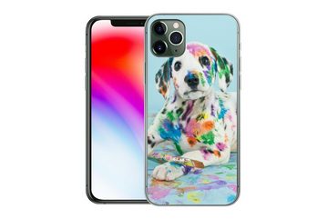 MuchoWow Handyhülle Hund - Farbe - Blau, Handyhülle Apple iPhone 11 Pro Max, Smartphone-Bumper, Print, Handy