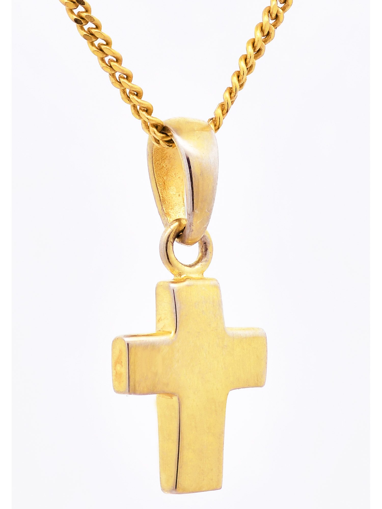 Kreuzanhänger Anhänger Kreuz 925 Silber vergoldet mit verg. Silberkette 36 cm